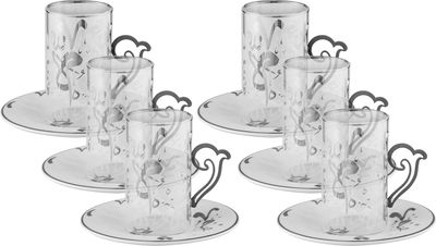 طقم تقديم بيالات زجاج السيف غاليري، 12 قطعة، صحون بورسلان - شفاف ابيض product image 1