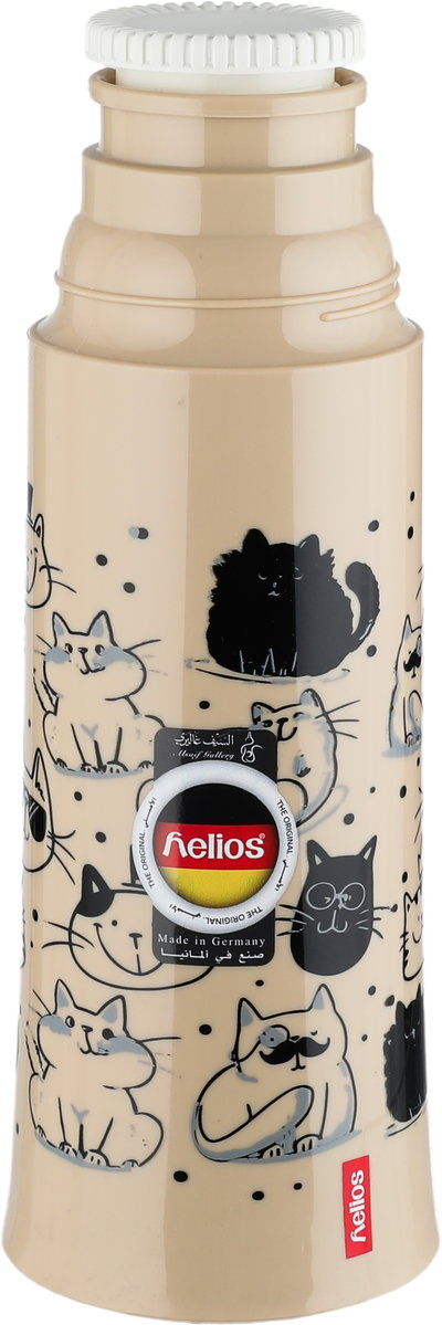 Helios German Thermos with Lid, 0.5 Liter, Heat-Resistant Glass Inner Container, Self-Service - Beige/Black product image 2