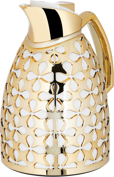 Al Saif Gallery Andalusia thermos set, 0.75/1 liter, glass inner container, plastic outer shell - white and gold product image 5