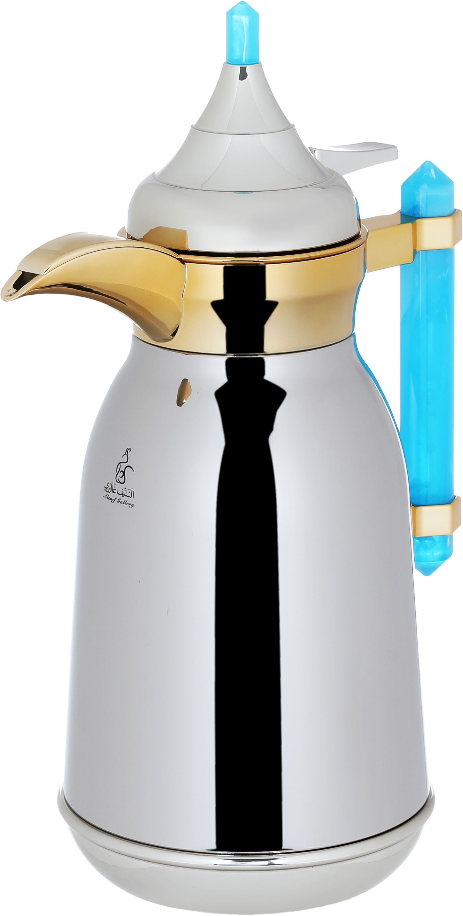 Al Saif Gallery Shahad thermos set, 1/1 liter, two pieces, thermal glass inner shell, steel outer shell - silver and gold product image 5