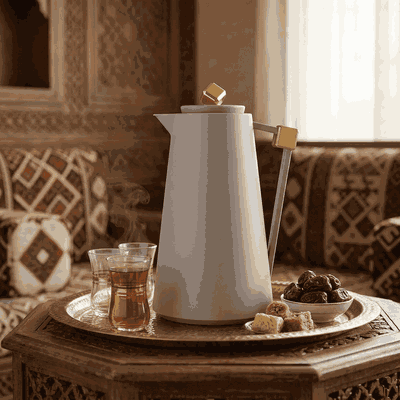 Everest Diamond Plastic Thermos, 1 Liter, Glass Inner Container, Pump - Gold Cappuccino product image 2