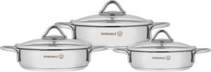 Korkmaz Tombek Piccata Stainless Steel Cookware Set, 6 Pieces, Glass Lid - Silver product image 2