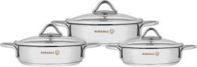 طقم قدور استيل بيكاتا تومبك كوركماز، 6 قطع، غطاء زجاج - فضي product image 2
