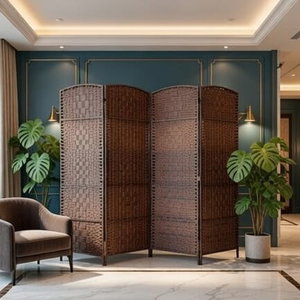 فاصل للغرف خشب الخيزران، 5×200×180 سم، 4 الواح - بني داكن product image