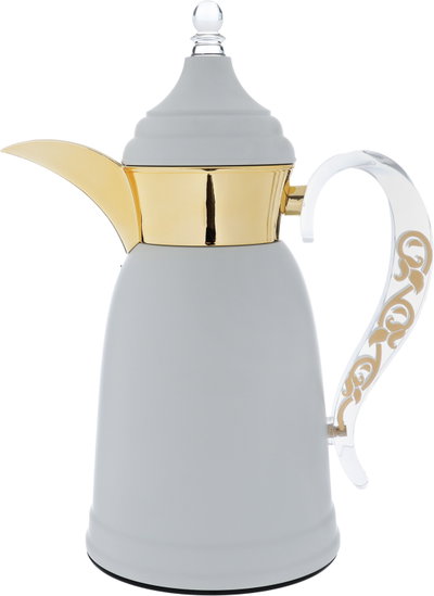 Al Saif Gallery Qamar thermos set, 1 liter, thermal glass inner container, steel outer shell - light gray product image 5