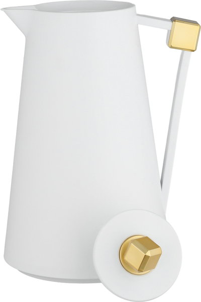 Everest Diamond Plastic Thermos, 1 Liter, Glass Inner Container, Push Button - White Gold product image 5