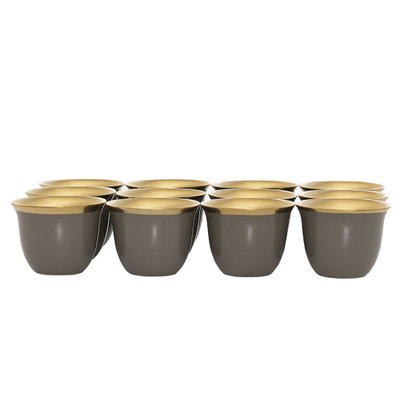 طقم فناجين قهوة بورسلان السيف غاليري، 12 قطعة، حواف ذهبي - رمادي غامق product image 2