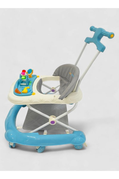 مشاية اطفال فان مومونت، قابلة للطي، مزودة بألعاب وزر موسيقى - ابيض ازرق product image 3