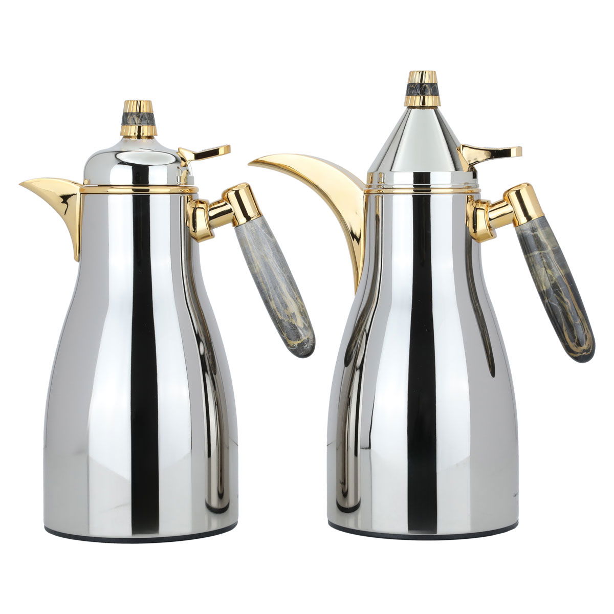 Al Saif Gallery Maimouna thermos set, two pieces, 1/1 liter, thermal glass inner container, steel outer shell - silver product image