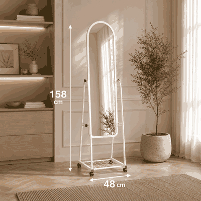 مراية ستاند زجاج، 158×48 سم، ستاند معدن - ابيض product image 3