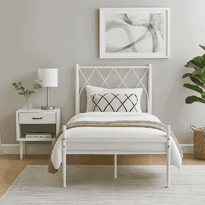 سرير حديد مفرد، 100×90×190 سم - ابيض product image 3