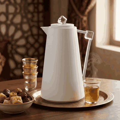 Everest Diamond Plastic Thermos, 1 Liter, Glass Inner Container, Push Button - Transparent White product image 2