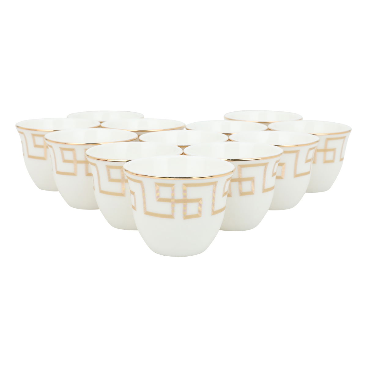 Al Saif Gallery porcelain Arabic coffee cups set, gilded lines, 12 pieces - white product image