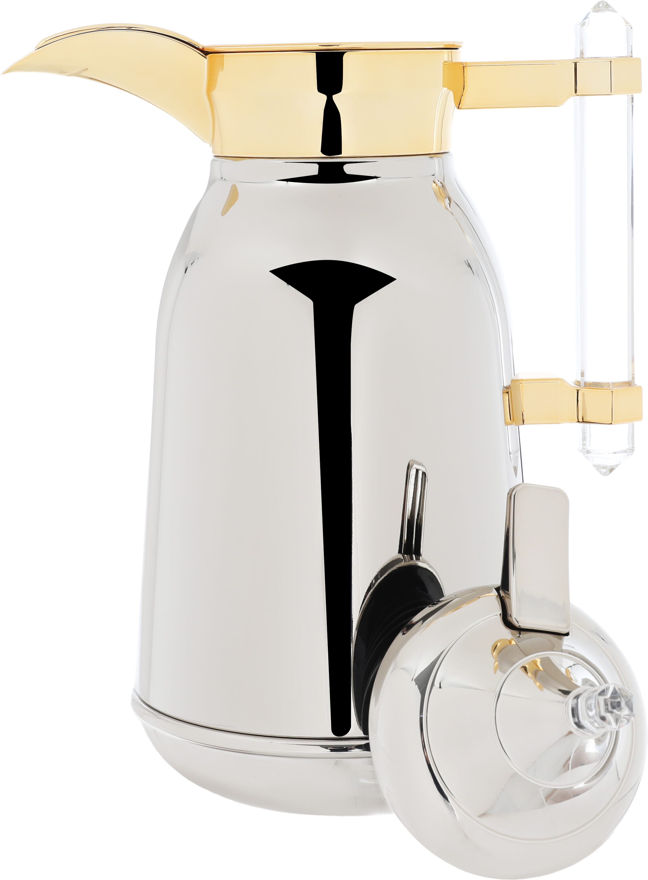 Al Saif Gallery Shahad thermos set, 1/1 liter, with transparent handle, two pieces, thermal glass inner container, steel outer shell - silver product image 3
