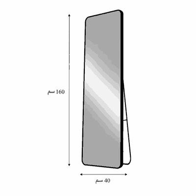 مراية ستاند زجاج، 160×40 سم، ستاند معدن - اسود product image 3