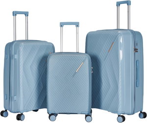 طقم شنط سفر بولي بروبيلين ليمرا، 3 مقاسات، 4 عجلات، بزاوية 360 درجة، LMA-PP517 - ازرق product image