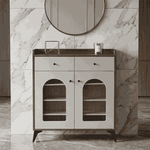 خزانة احذية خشب MDF، 35×80×95 سم، 2 باب - بني ابيض product image