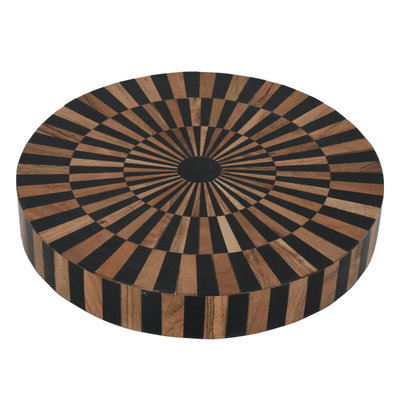 Al Saif Gallery Wooden Serving Table, Round - Brown product image 4