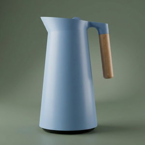 Timeless Linda Thermos, 1 liter, wooden handle, thermal glass inner container, plastic outer shell - light cyan product image