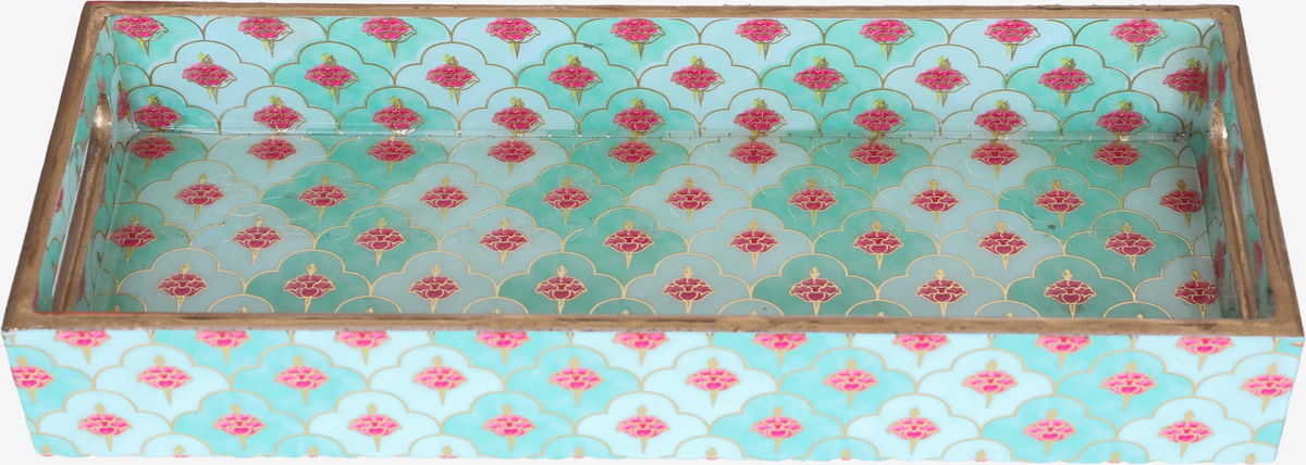 طوفرية تقديم خشب السيف غاليري، 13×5×2 سم، مستطيل، منقوش - أخضر فاتح product image 1