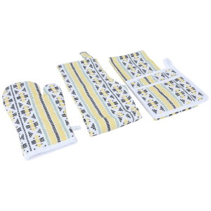 طقم منشفة قماش السيف غاليري، 4 قطع - أصفر أبيض product image 2