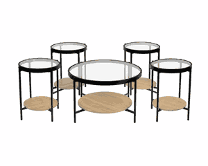 طقم طاولات خشب MDF و معدن، 5 قطع - اسود بني product image 2