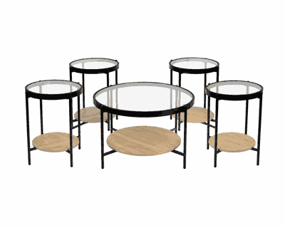 طقم طاولات خشب MDF و معدن، 5 قطع - اسود بني product image 2