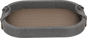 Al Saif Gallery Wooden Serving Tray, 36.5x25.5x4.5 cm, Oval, Two Handles - Black Brown product image