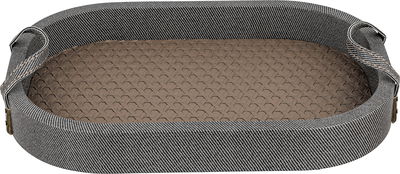 Al Saif Gallery Wooden Serving Tray, 36.5x25.5x4.5 cm, Oval, Two Handles - Black Brown product image 1