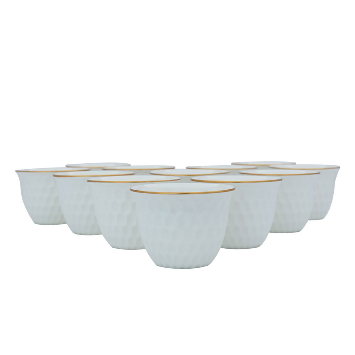 Al Saif Gallery porcelain Arabic coffee cups set, hexagonal shape, 12 pieces - light gray product image 2