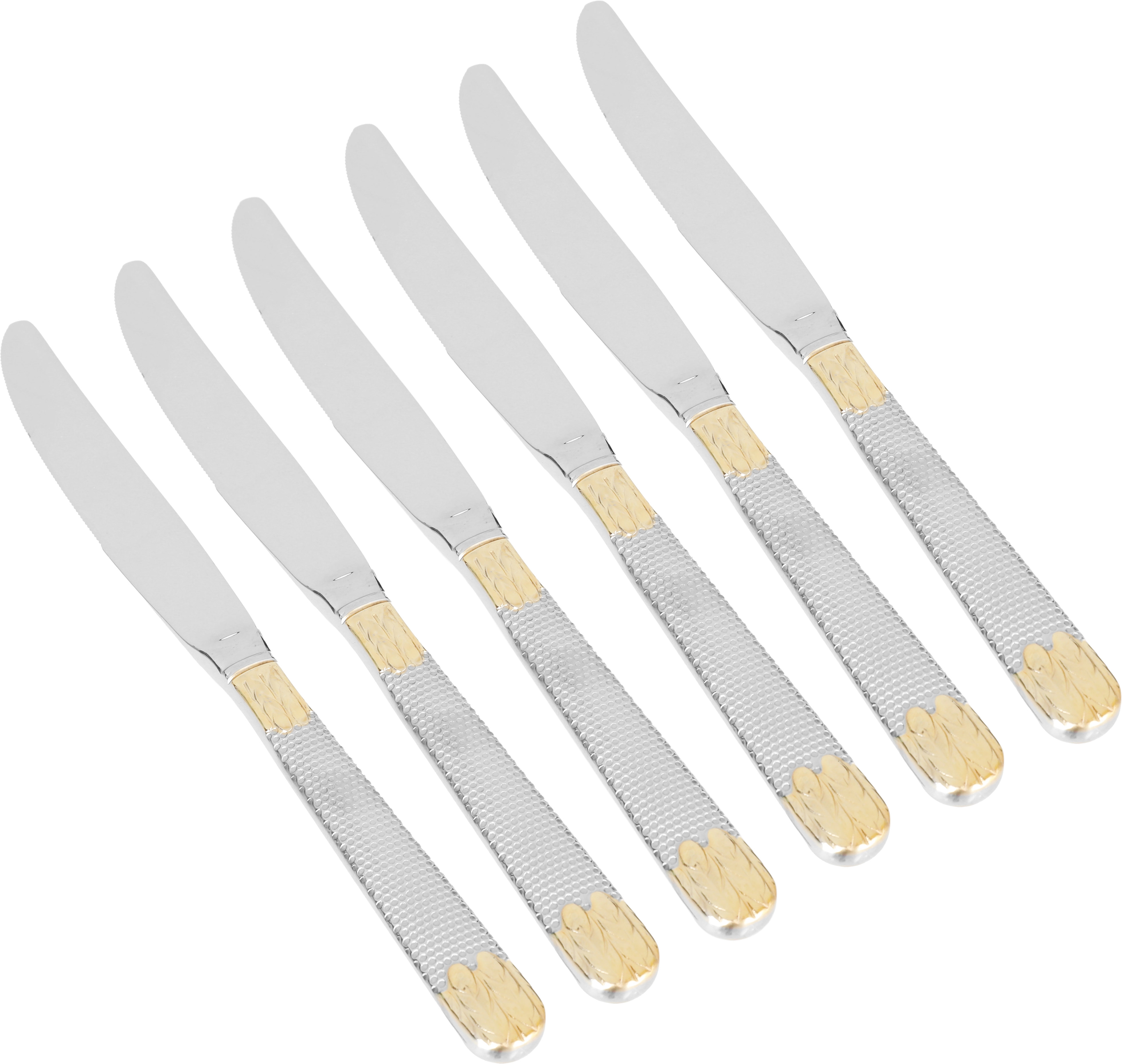 Al Saif Gallery steel knife set, 6 pieces, gold-silver engraved product image