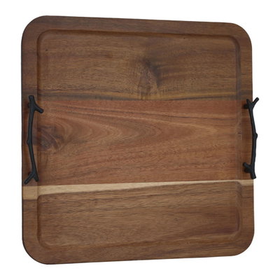 طوفرية خشب السيف غاليري، 35×35×4.5 سم، بيد أسود، مربع - بني product image 1
