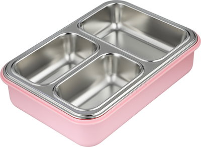 لانش بوكس بلاستيك السيف غاليري، 24x17x7 سم، خامة داخلية استيل، غطاء شفاف، ثلاث خانات - متعدد الألوان product image 2