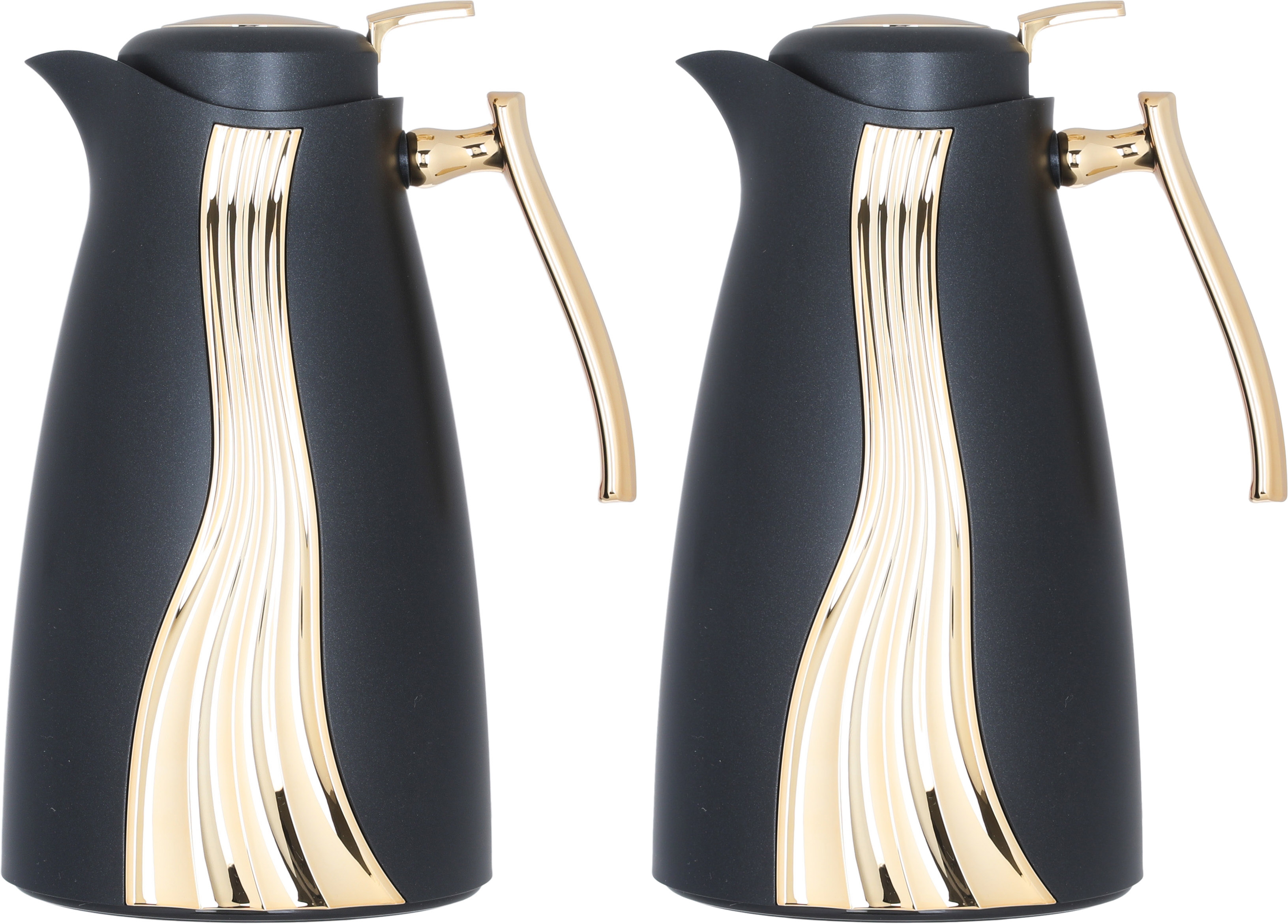 Al Saif Gallery Karma thermos set, 1 liter, 2 pieces, thermal glass inner shell, plastic outer shell - black product image
