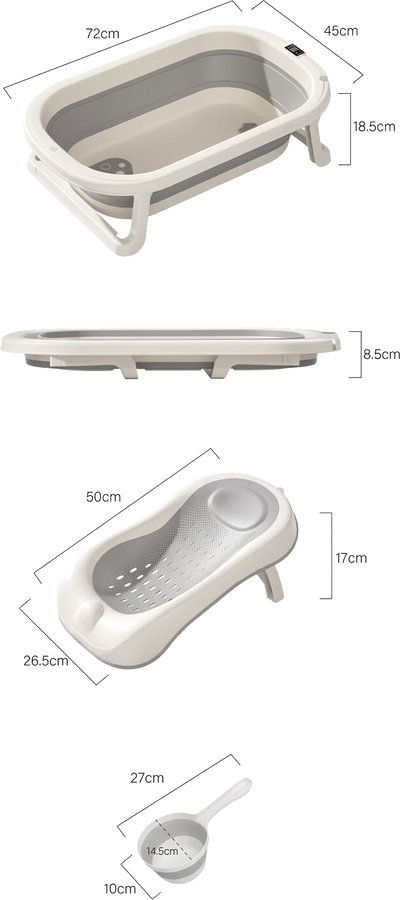 Fun Moment Baby bathtub, 5 in 1, foldable, with temperature sensor - gray beige product image 6