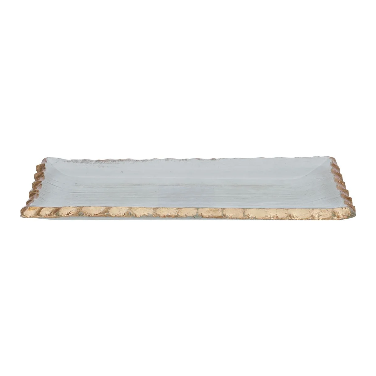 Al Saif Gallery glass sweet dish, 22x10x2.5 cm, rectangular, with gold rim, small - clear product image