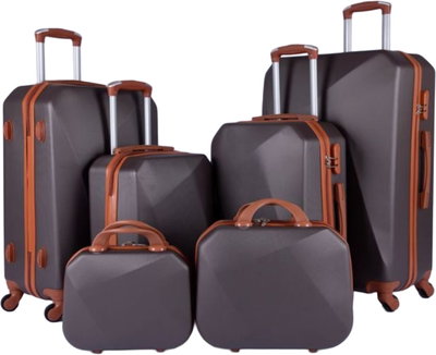 Limra ABS Luggage Set, 6 Sizes, 4 Wheels, 360 Degree Rotating, LMA-1352 - Brown product image 1