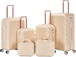 طقم شنط سفر ABS ليمرا، 6 مقاسات، 4 عجلات، WM-222 - بيج product image