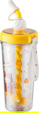 مطارة ماء للاطفال بلاستيك مع مصاص بغطاء سيفسو، 400 مل - اصفر product image 2
