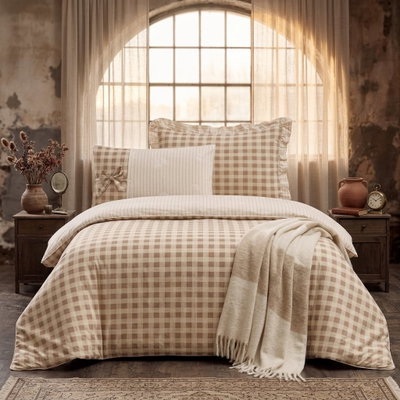 طقم لحاف سهام قطن، 4 قطع، نفر ونص، 225x170 سم - بيج product image 2