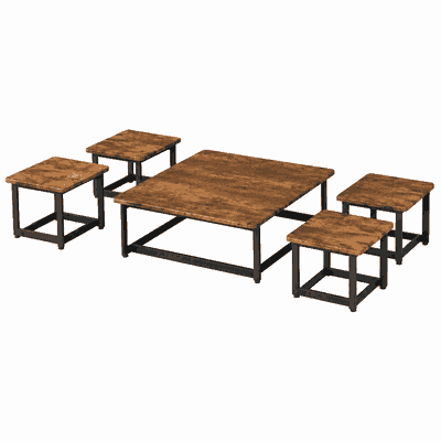 طقم طاولات خشب MDF و معدن، 5 قطع - بني اسود product image 3