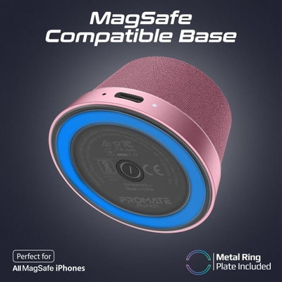 مكبر صوت محمول لاسلكي بقاعدة بروميت، 3 واط، بطارية 700 مللي أمبير/ساعة، قاعدة Magsafe مغناطيسية متوافقة مع إصدارات iPhone، تدعم البلوتوث - فضي مطفي product image 4