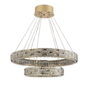 Norco Aluminum Glass Chandelier, 2 Rings, 3000K, 65W - Gold product image 2