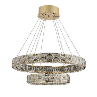 Norco Aluminum Glass Chandelier, 2 Rings, 3000K, 65W - Gold product image 2