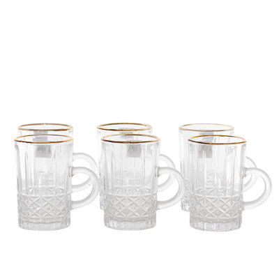 طقم بيالات شاي زجاج السيف غاليري، 6 قطع - شفاف product image 1