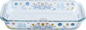 صينية فرن زجاج السيف غاليري، 35×20×5 سم، 2.2 لتر، نقش ورد - شفاف ازرق product image 2