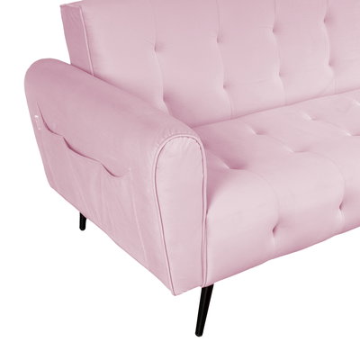 كنبة سرير مونتيلا خشب سويدي باك كومفورت، 190x70x90 سم، قماش مخمل - وردي فاتح product image 4