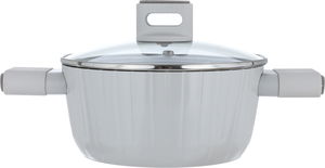 Robust aluminum pots set with glass lid, 7 pieces - beige product image 2