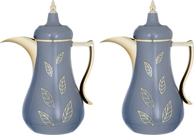 Al Saif Gallery Salma thermos set, 1 liter, golden pattern, thermal glass inner shell, plastic outer shell - dark gray product image 5