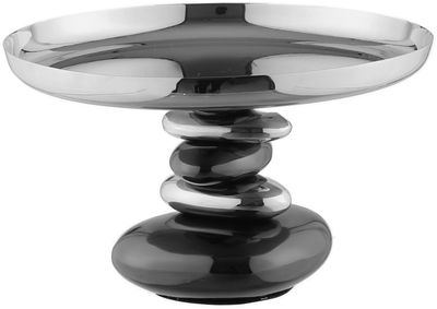 AlSaif Gallery Steel Cake Stand, 20 x 20 x 18 cm, Glass Cover - Silver Black product image 2